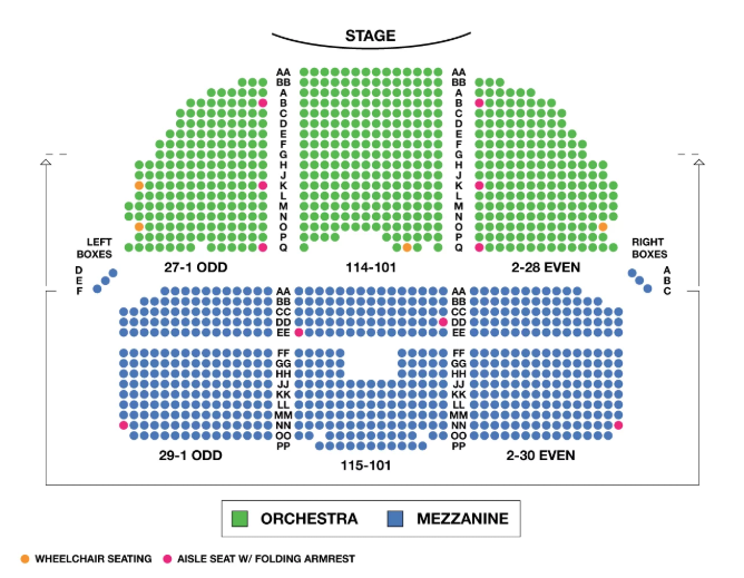 Blumenthal Seating Chart With Seat Numbers